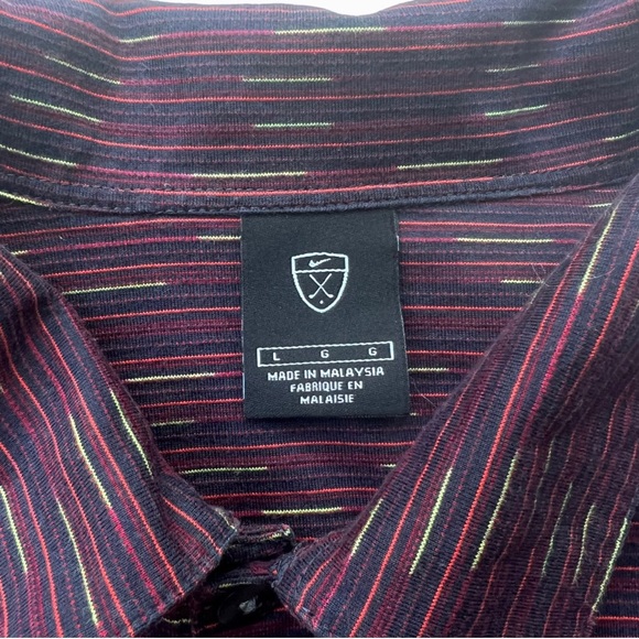 Nike Golf Maroon Striped Long Sleeve Shirt Large - Picture 5 of 6